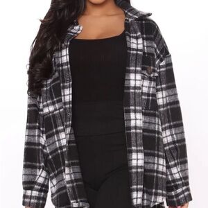 Fashion Nova Black and White Plaid Jacket